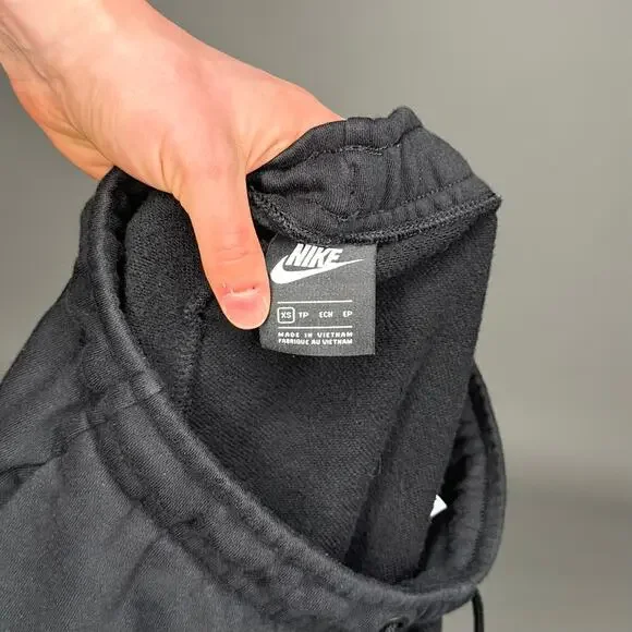 Vintage Y2K Nike Sweatpants Mens XS Black Cotton White Swoosh Joggers - Picture 4 of 4